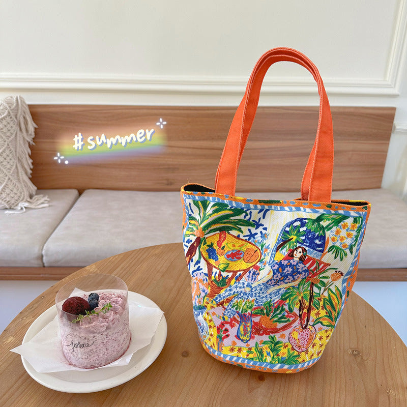 Thailand Special-interest Artistic Bucket Bag New Hand Bag Large Capacity
